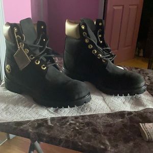 BLACK and GOLD TIMBERLAND BOOTS…